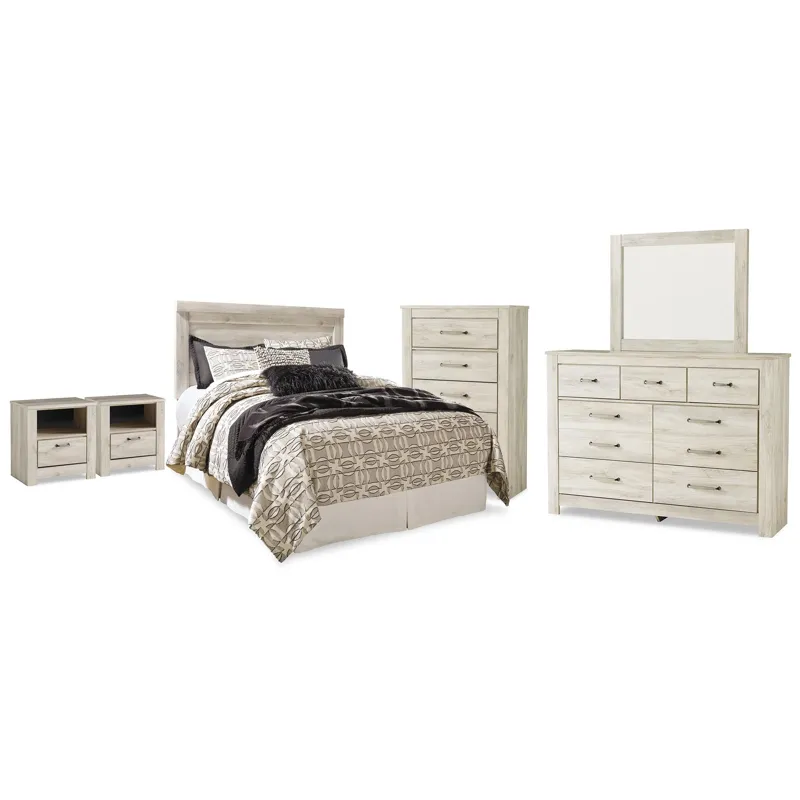 Bellaby Queen Panel Headboard, Dresser, Mirror, Chest and 2 Nightstands