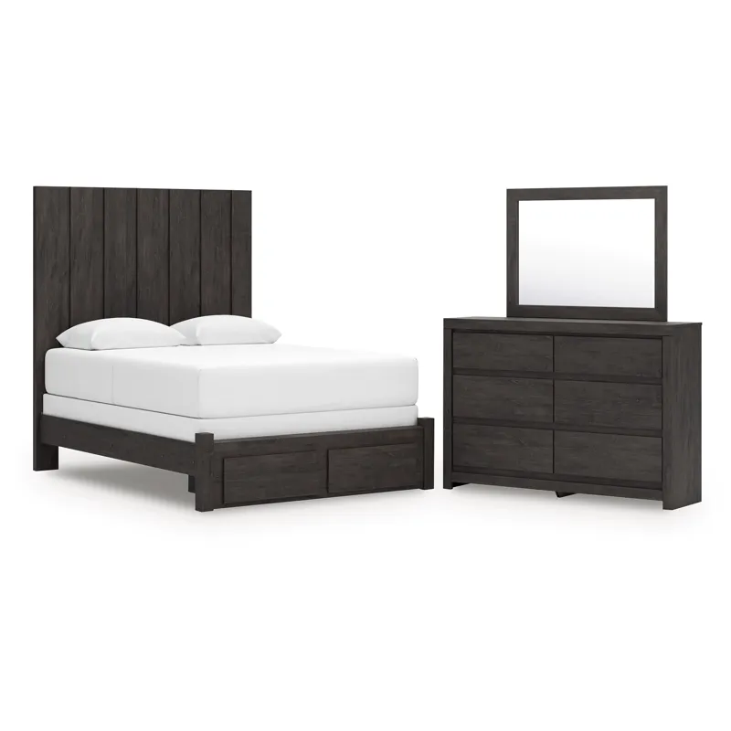 Fraluna Queen Panel Storage Bed, Dresser and Mirror