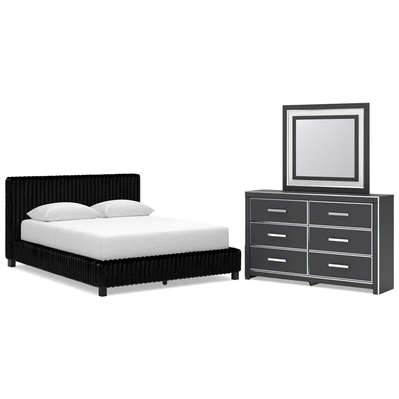 Zuraleus Queen Upholstered Bed, Dresser and Mirror