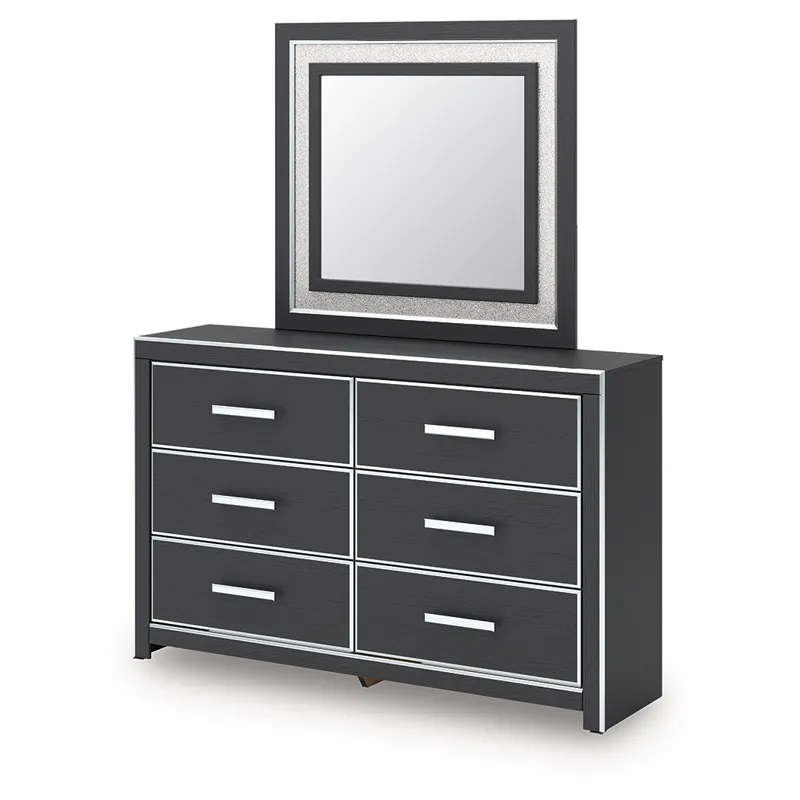 Birmonton King Panel Bed, Dresser, Mirror and Nightstand