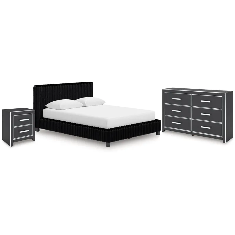 Zuraleus Queen Upholstered Bed, Dresser and Nightstand