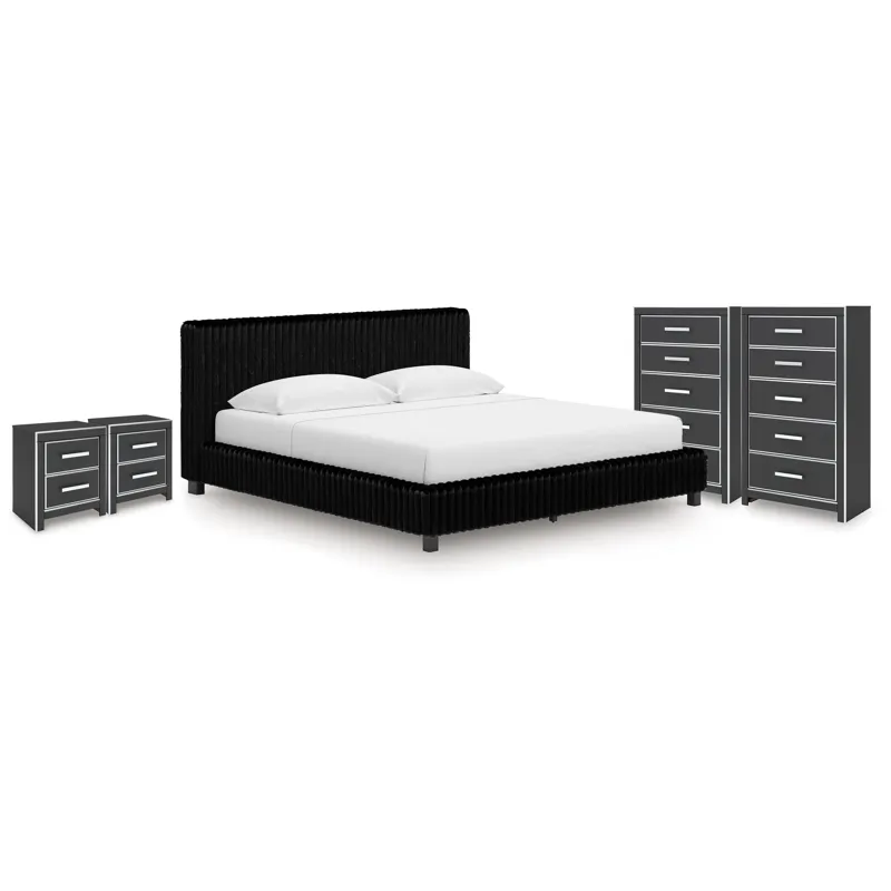 Zuraleus King Upholstered Bed, 2 Chests and 2 Nightstands