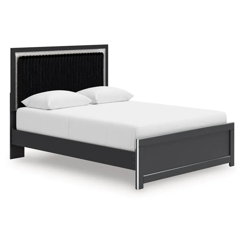 Zuraleus Queen Upholstered Panel Platform Bed, Dresser and Mirror