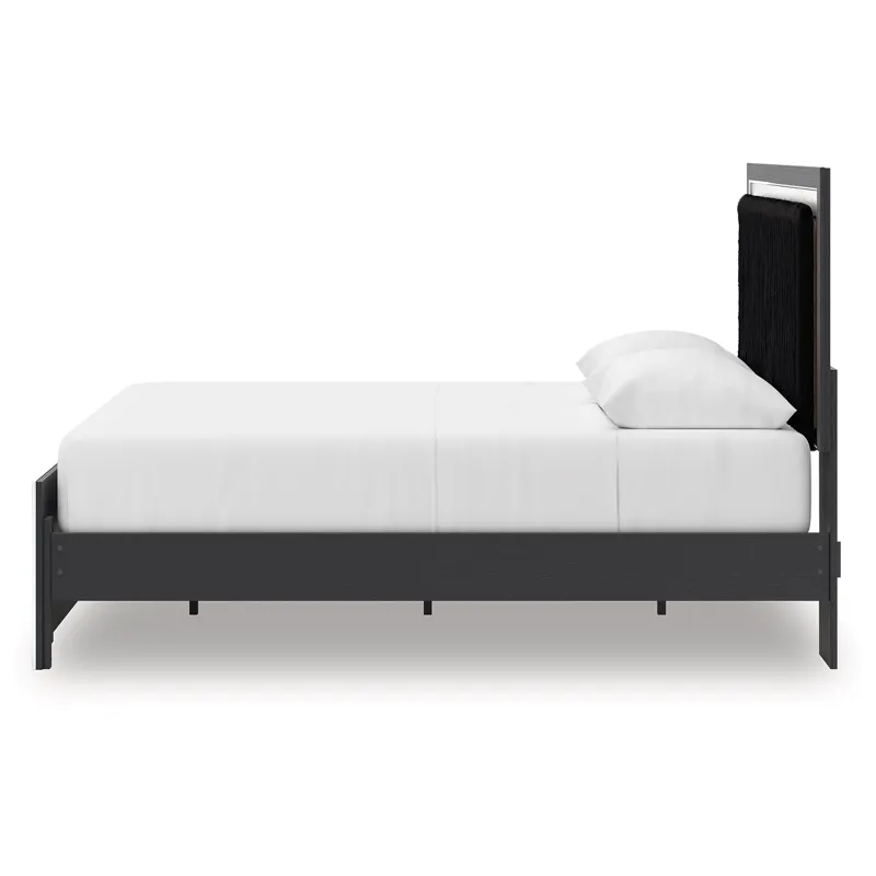Zuraleus Queen Upholstered Panel Platform Bed, Dresser and Mirror