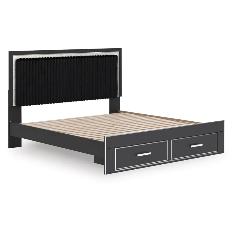 Birmonton King Upholstered Panel Platform Storage Bed