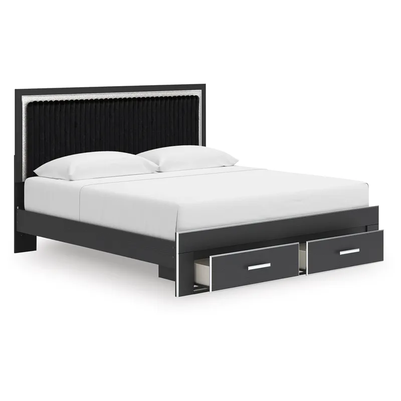 Birmonton King Upholstered Panel Platform Storage Bed