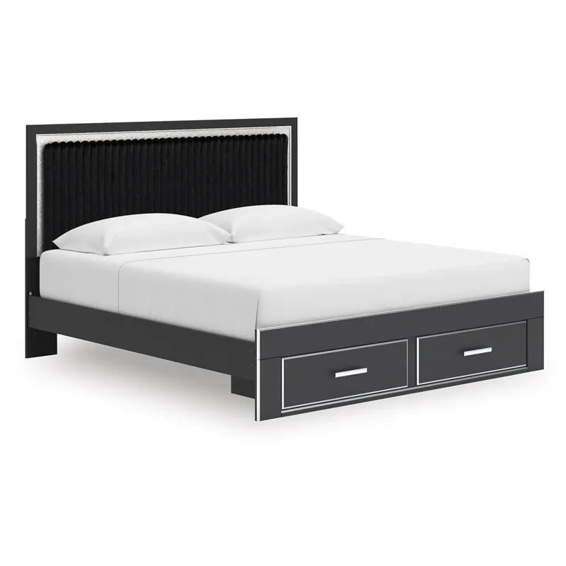 Birmonton King Upholstered Panel Platform Storage Bed