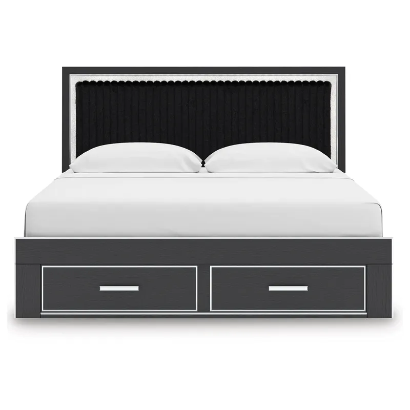 Birmonton King Upholstered Panel Platform Storage Bed