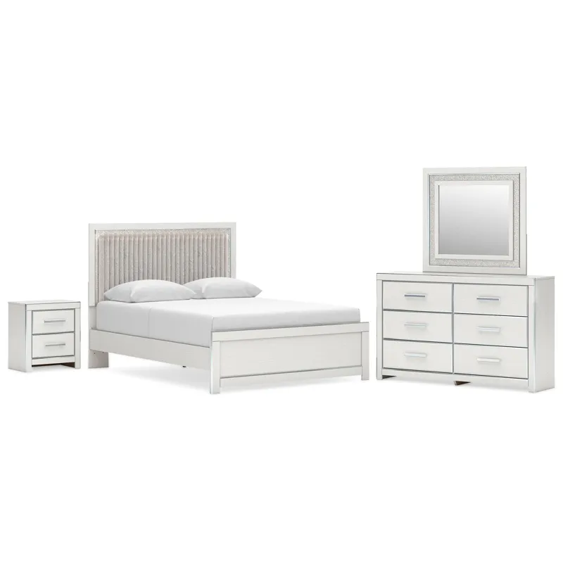 Zuraleus Queen Upholstered Platform Bed, Dresser, Mirror and Nightstand