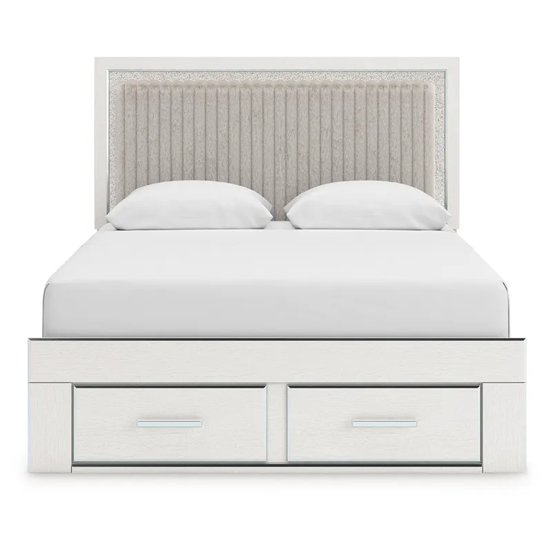 Zuraleus Queen Upholstered Panel Platform Storage Bed, Dresser and Mirror