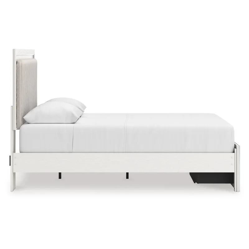 Zuraleus Queen Upholstered Panel Platform Storage Bed, Dresser and Mirror