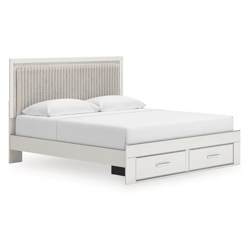 Birmonton King Upholstered Panel Platform Storage Bed
