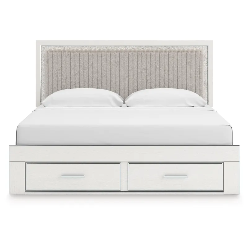 Birmonton King Upholstered Panel Platform Storage Bed