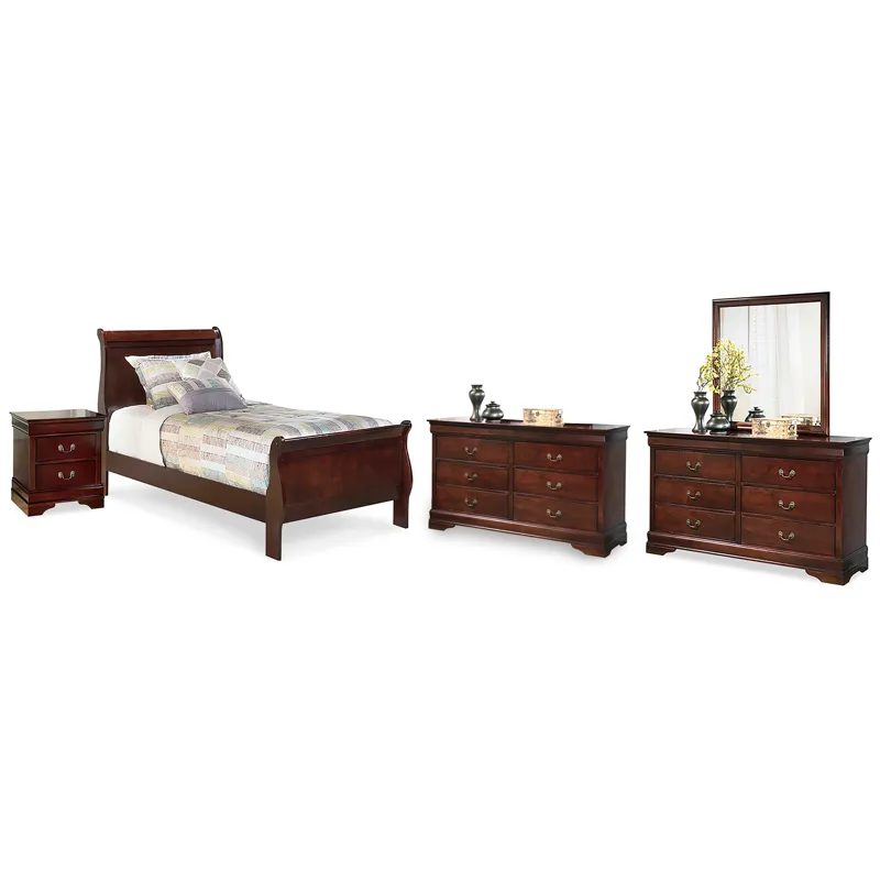 Alisdair Twin Sleigh Bed, 2 Dressers, Mirror and Nightstand