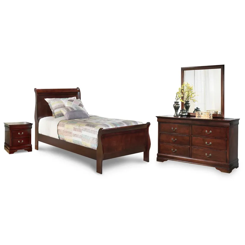Alisdair Twin Sleigh Bed, Dresser, Mirror and Nightstand