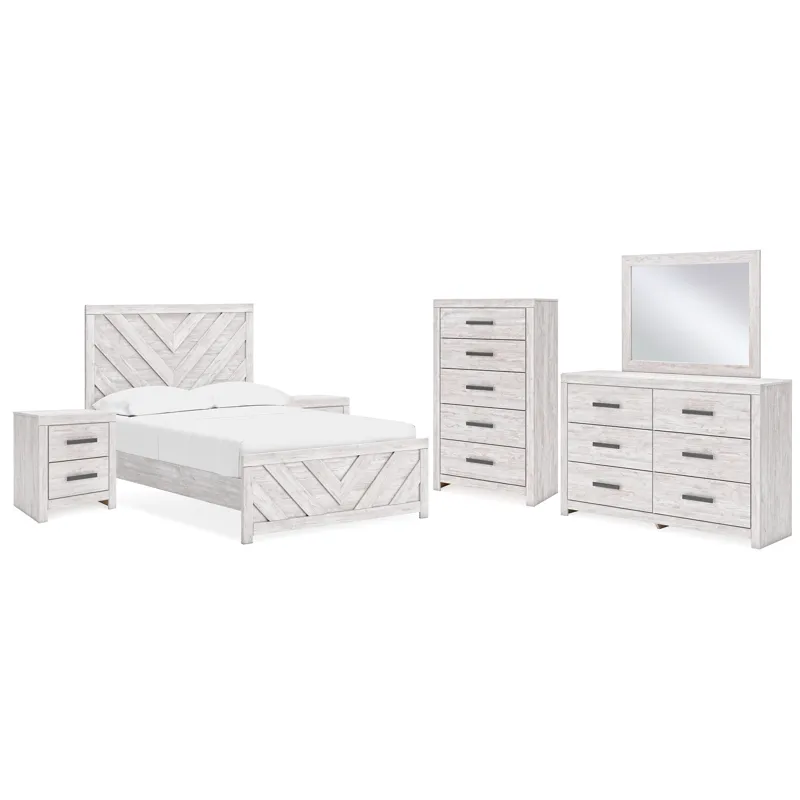 Cayboni Full Panel Bed, Dresser, Mirror, Chest and 2 Nightstands