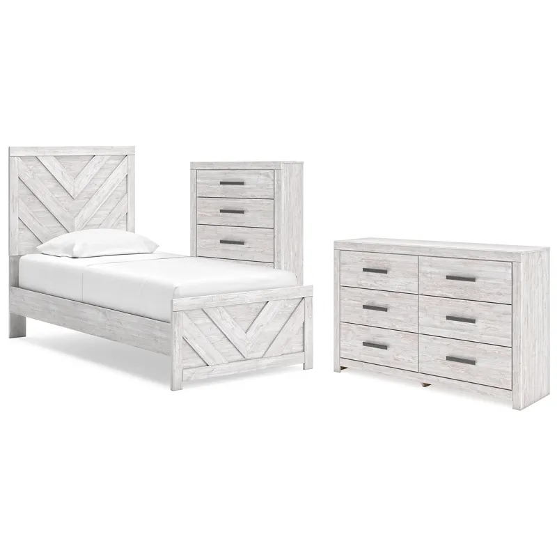 Cayboni Twin Panel Bed, Dresser and Chest
