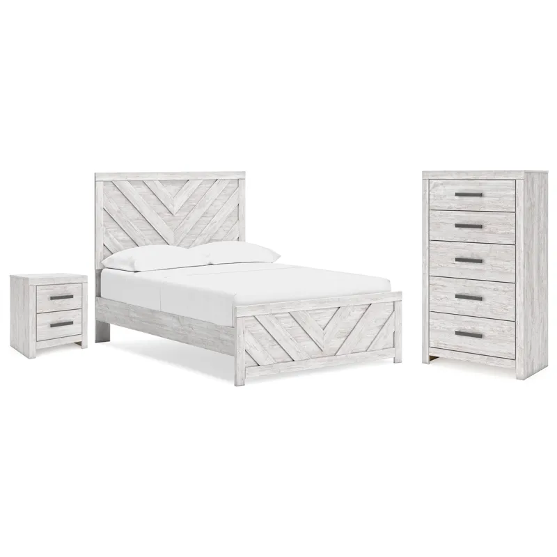 Cayboni Full Panel Bed, Chest and Nightstand