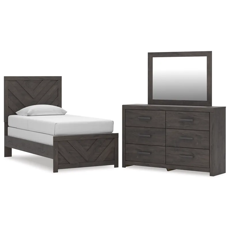 Prendonea Twin Panel Bed, Dresser and Mirror