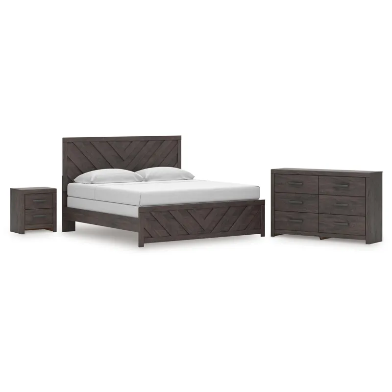 Prendonea King Panel Bed, Dresser and Nightstand