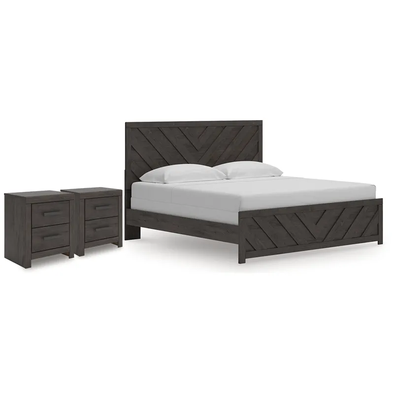 Prendonea King Panel Bed and 2 Nightstands