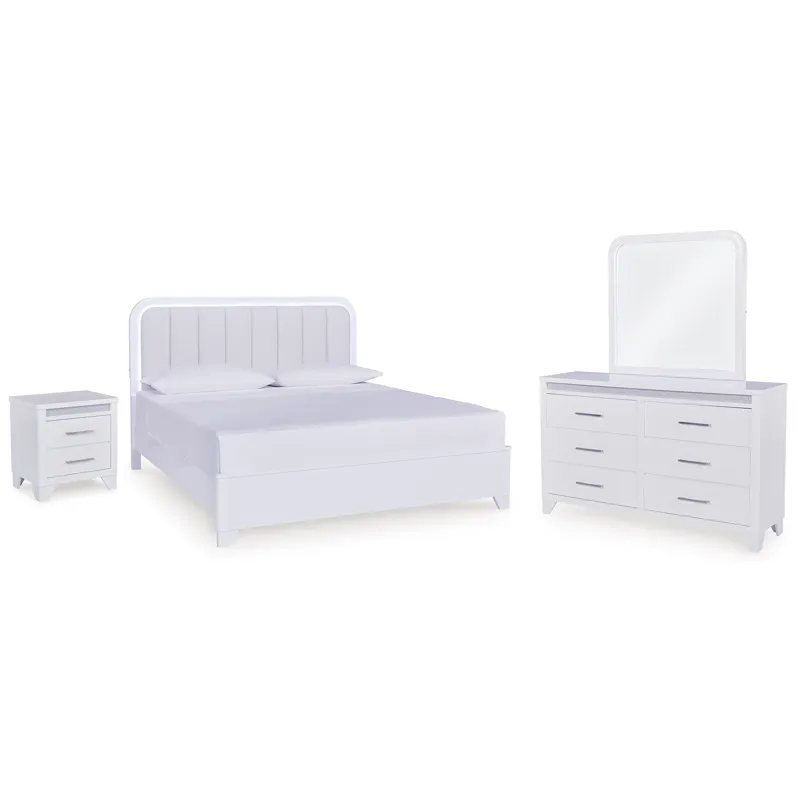 Jarlee King Panel Bed, Dresser, Mirror and Nightstand