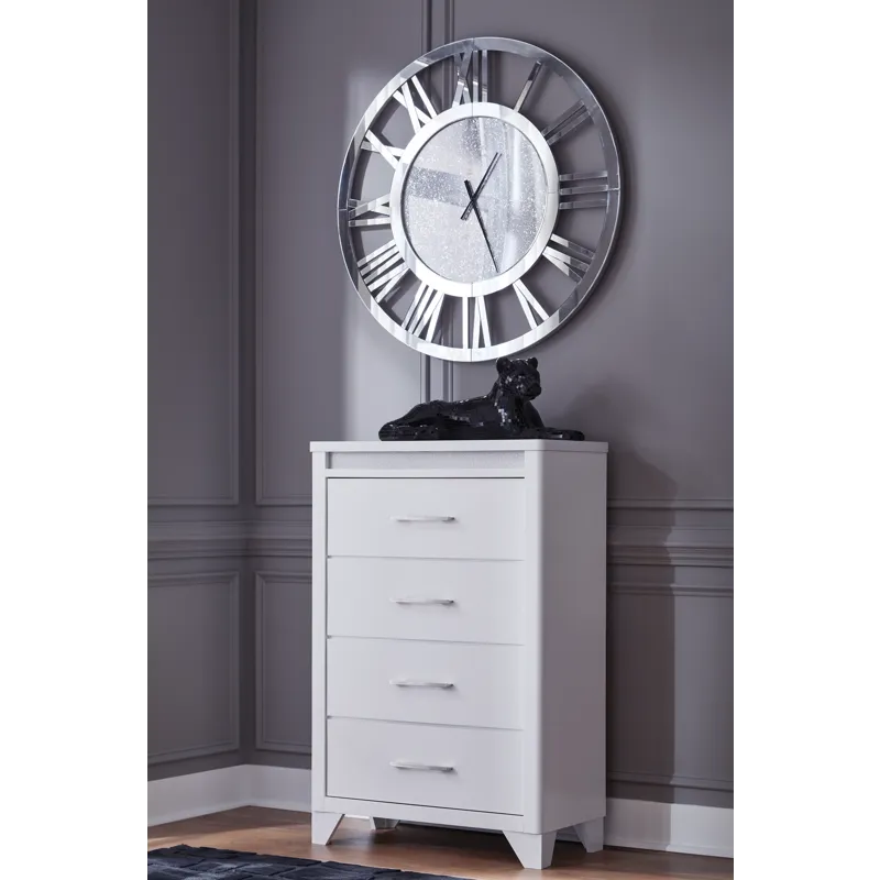 Jarlee Queen Upholstered Panel Bed, Dresser, Mirror, Chest and 2 Nightstands