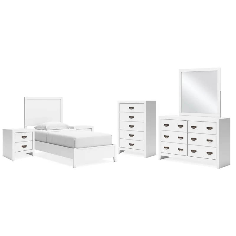 Binterglen Twin Panel Bed, Dresser, Mirror, Chest and 2 Nightstands