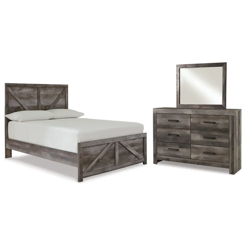 Wynnlow Full Crossbuck Panel Bed, Dresser and Mirror