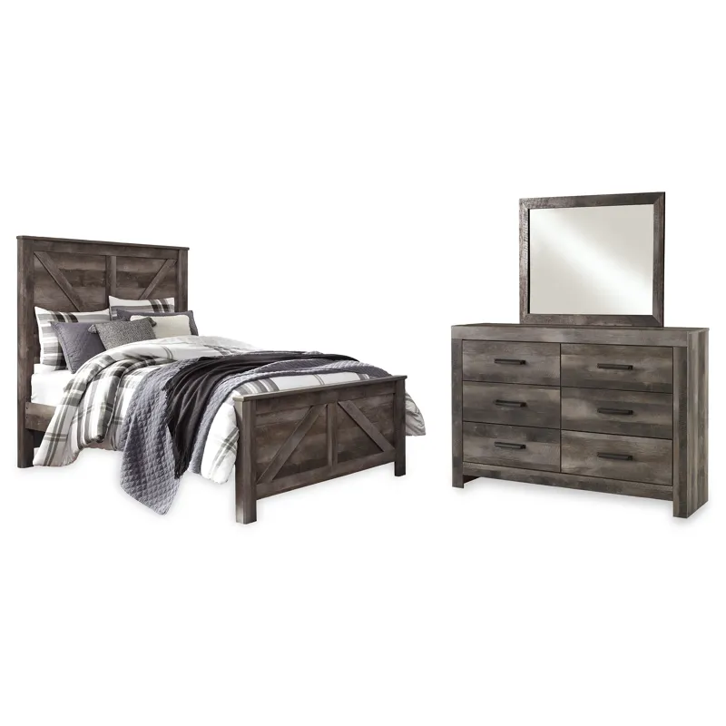 Wynnlow Queen Crossbuck Panel Bed, Dresser and Mirror