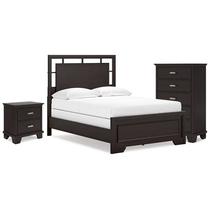 Covetown Full Panel Bed, Chest and Nightstand