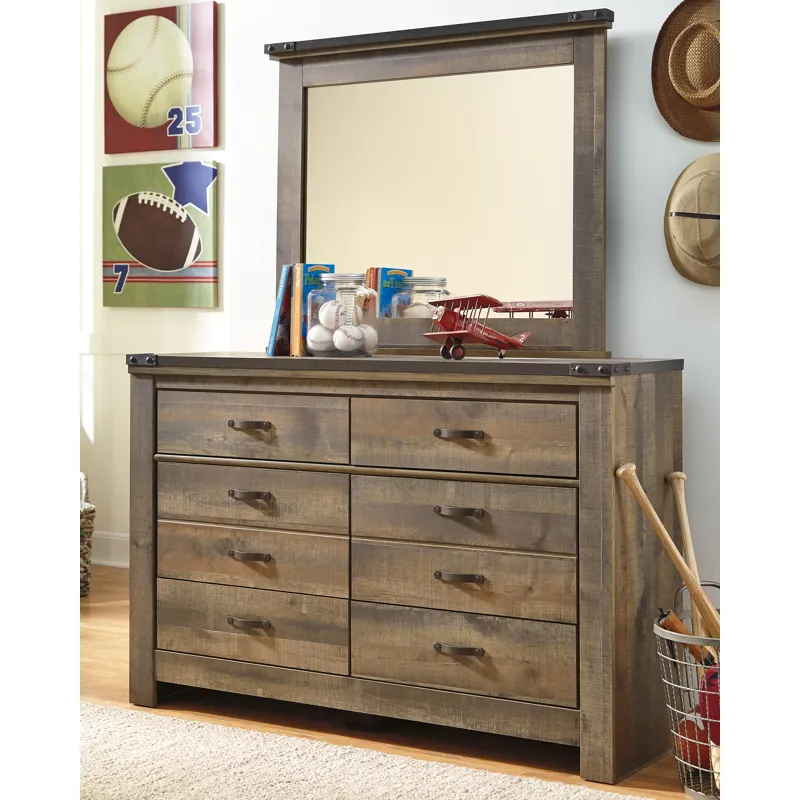 Trinell Full Panel Bed, Dresser, Mirror and Nightstand