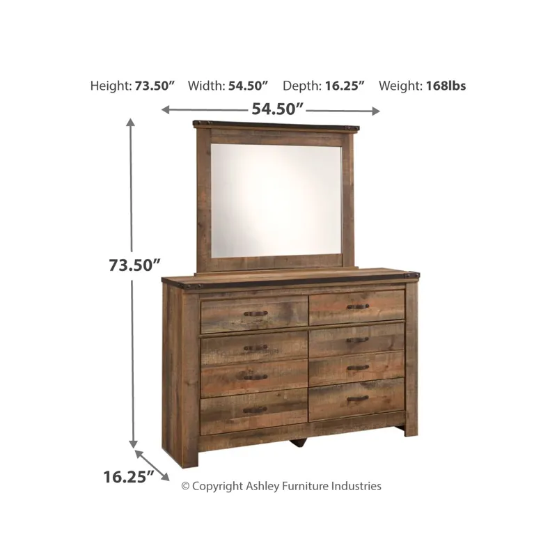 Trinell Full Panel Bed, Dresser, Mirror and Nightstand