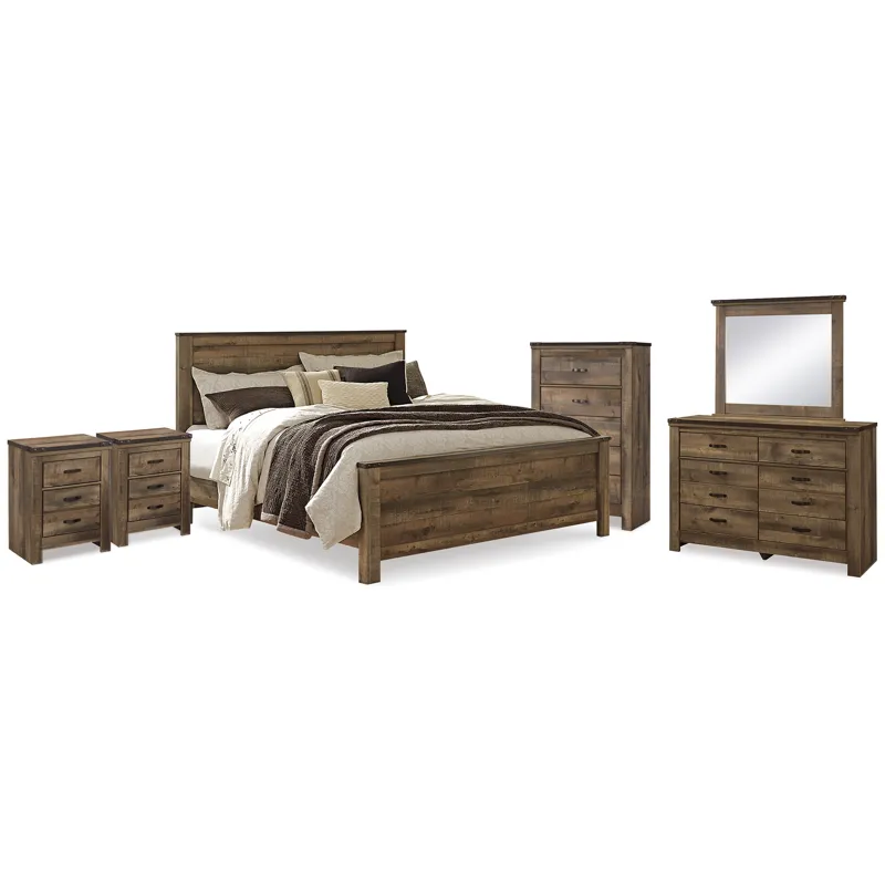 Trinell King Panel Bed. Dresser, Mirror, Chest and 2 Nightstands