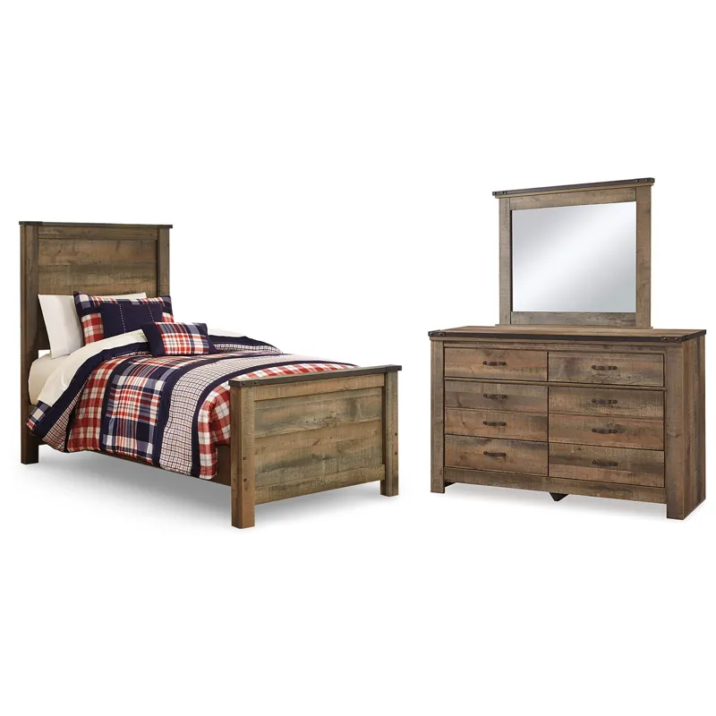 Trinell Twin Panel Bed, Dresser and Mirror