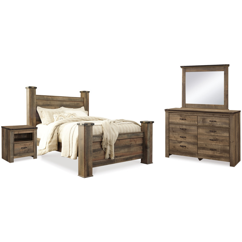 Trinell Queen Poster Bed, Dresser, Mirror and Nightstand B446B76 by