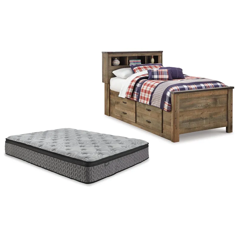 Trinell Twin Bookcase Bed with Mattress