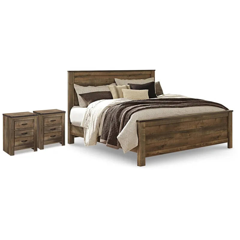 Trinell King Panel Bed and 2 Nightstands