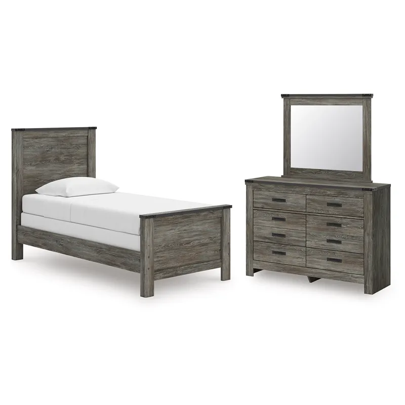 Frandern Twin Panel Bed, Dresser and Mirror