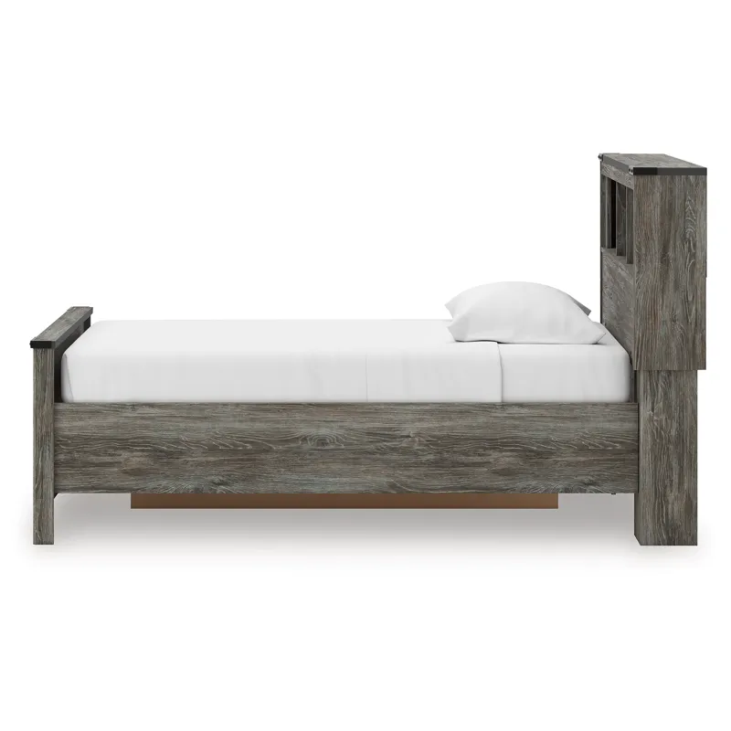 Frandern Twin Bookcase Bed with Storage, Dresser and Mirror