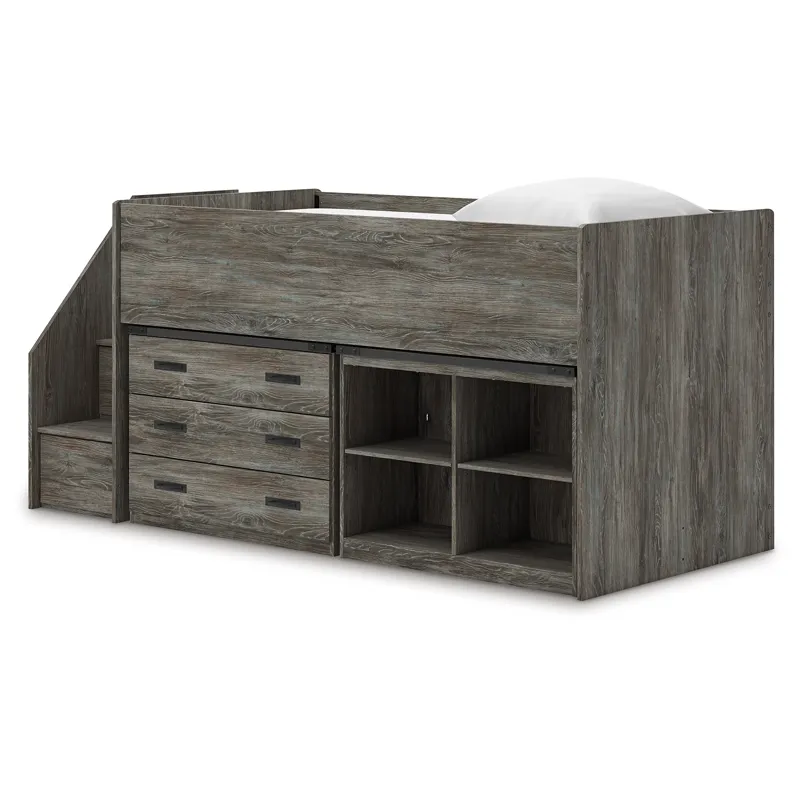 Frandern Twin Loft  Bed with Bookcase and Drawer Storage