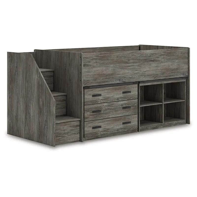 Frandern Twin Loft  Bed with Bookcase and Drawer Storage