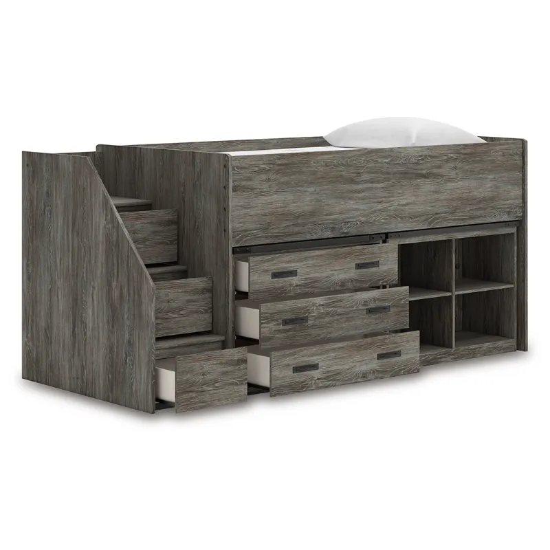 Frandern Twin Loft  Bed with Bookcase and Drawer Storage
