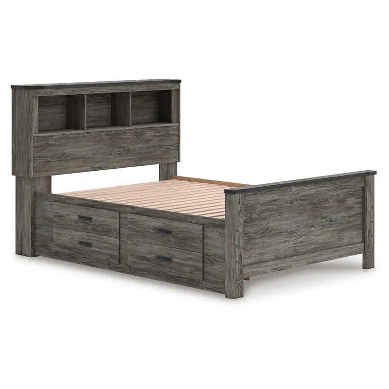 Frandern Full Bookcase Panel Bed with Storage