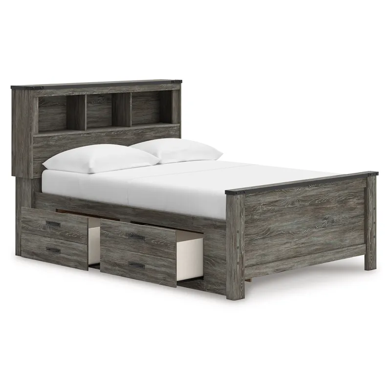 Frandern Full Bookcase Panel Bed with Storage