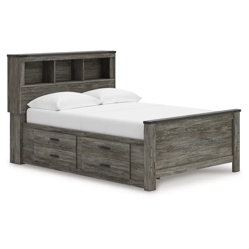 Frandern Full Bookcase Panel Bed with Storage