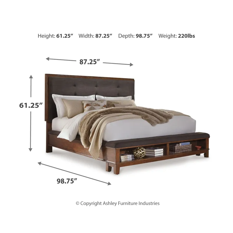 Ralene Queen Upholstered Storage Bed with Mirrored Dresser