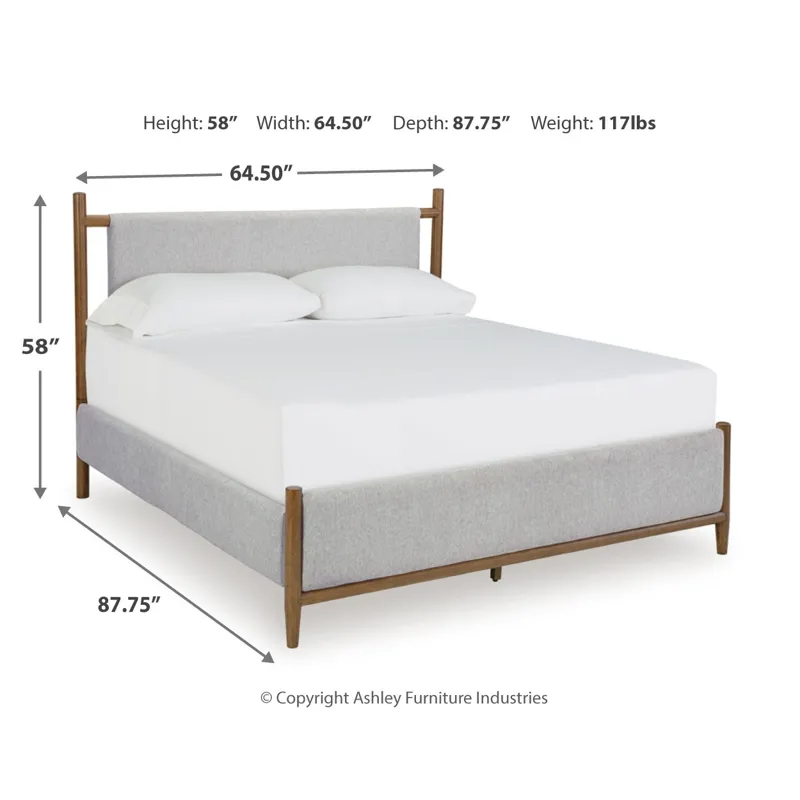 Lyncott Queen Upholstered Bed, Dresser, Mirror and 2 Nightstands