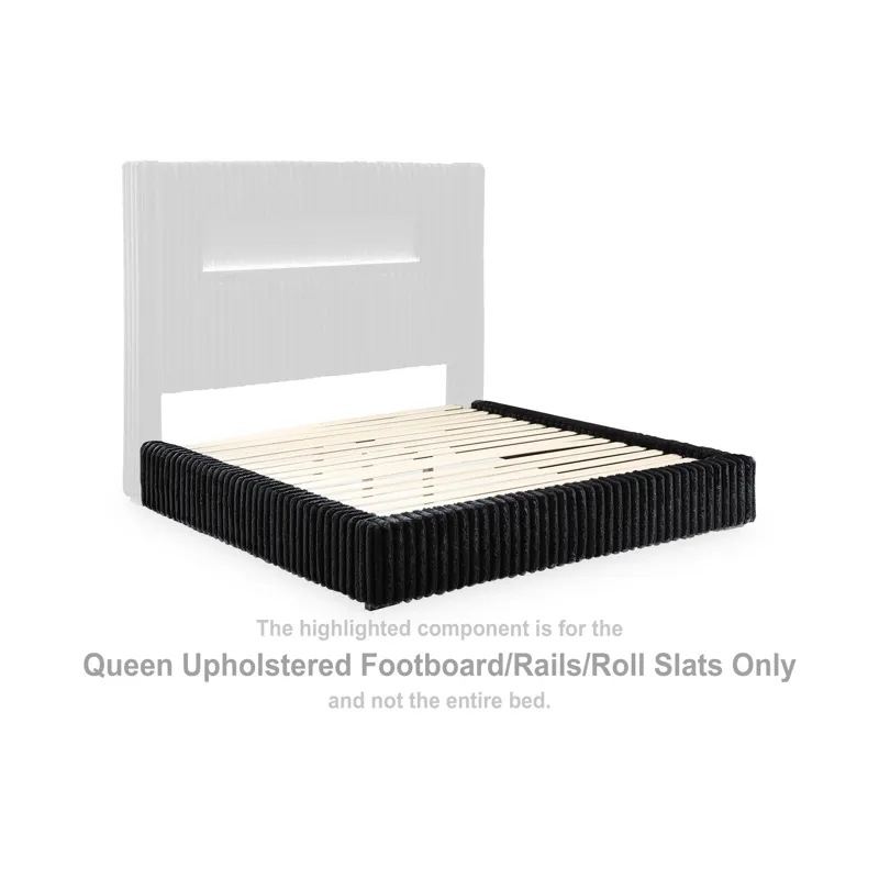 Tayleena Queen Upholstered Footboard/Rails/Roll Slats
