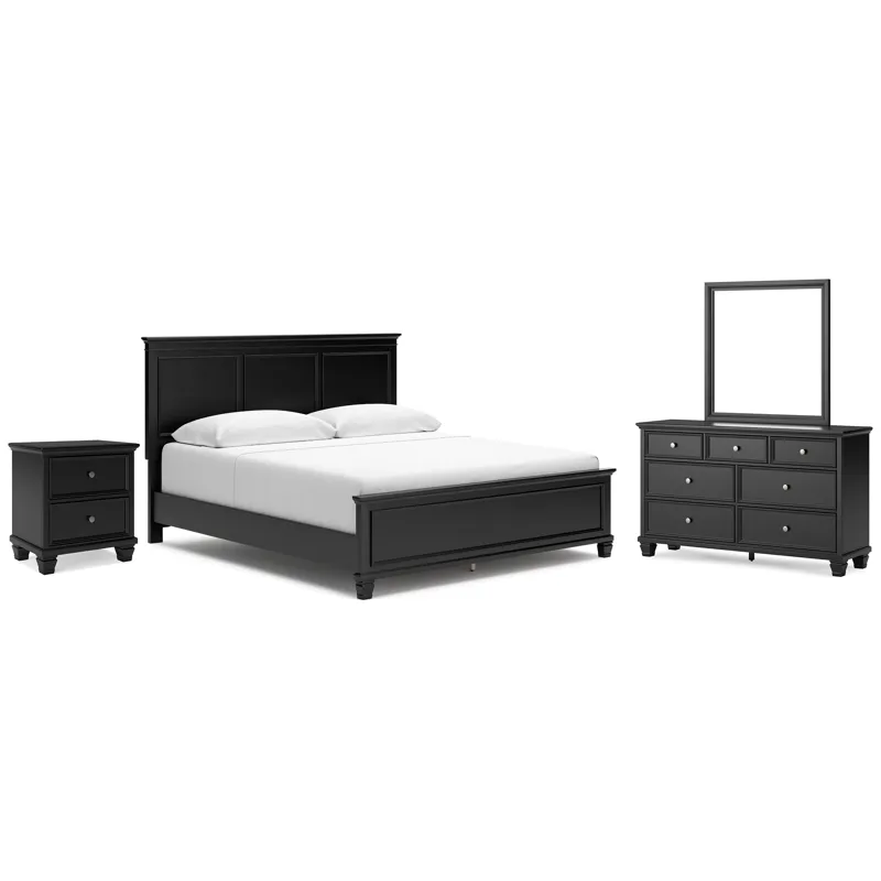 Lanolee King Panel Bed, Dresser, Mirror and Nightstand